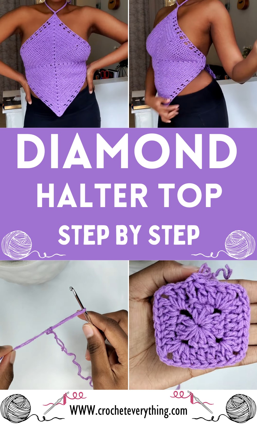 Crochet Diamond Halter Top Tutorial