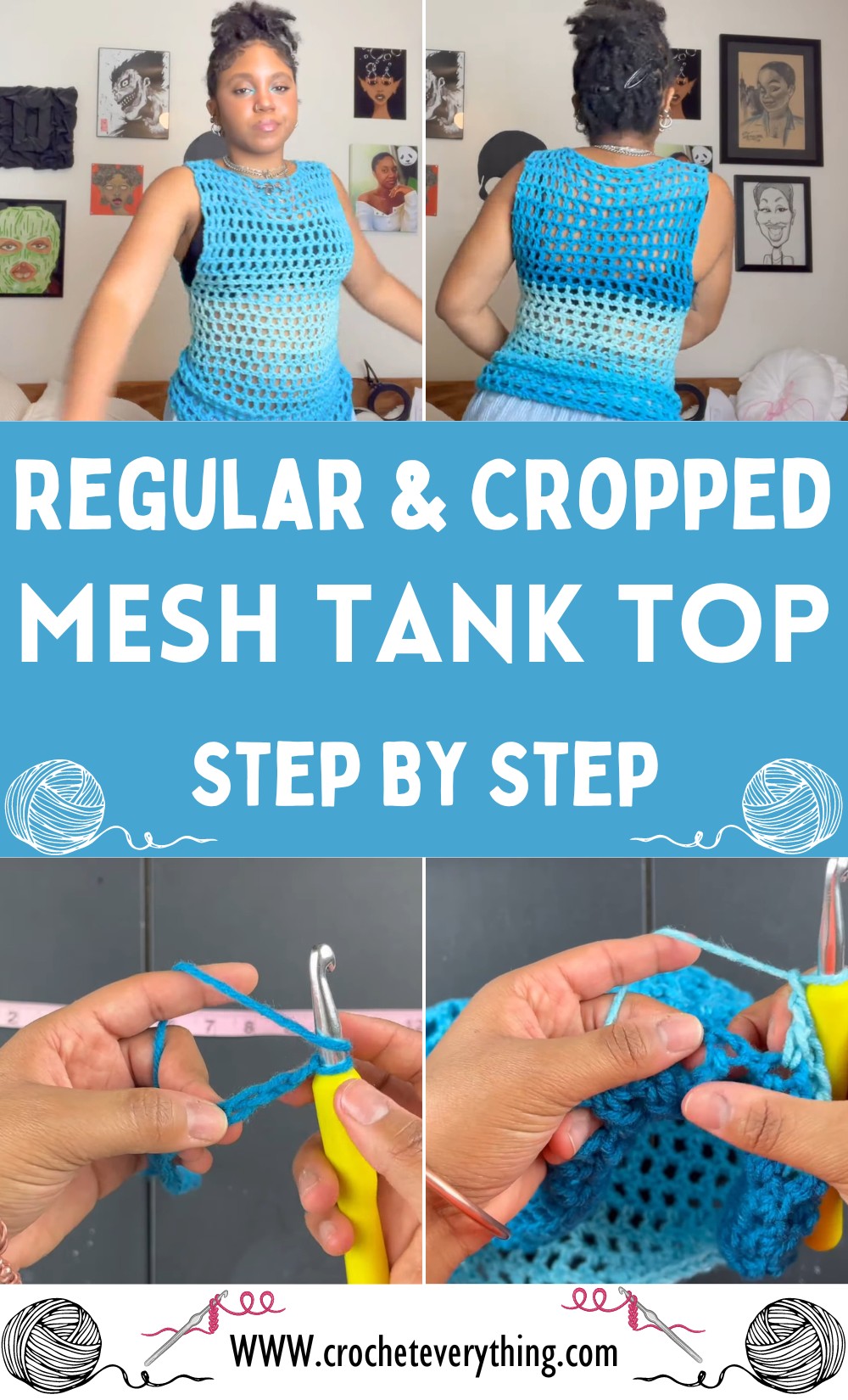 Regular & Cropped Simple Crochet Mesh Tank Top Tutorial