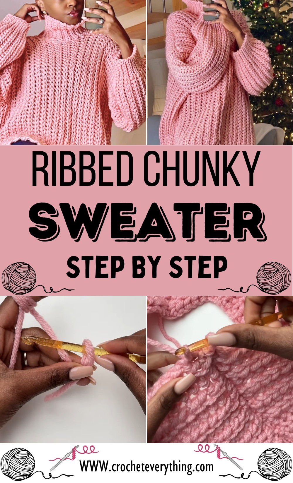 Crochet Easy Ribbed Chunky Sweater