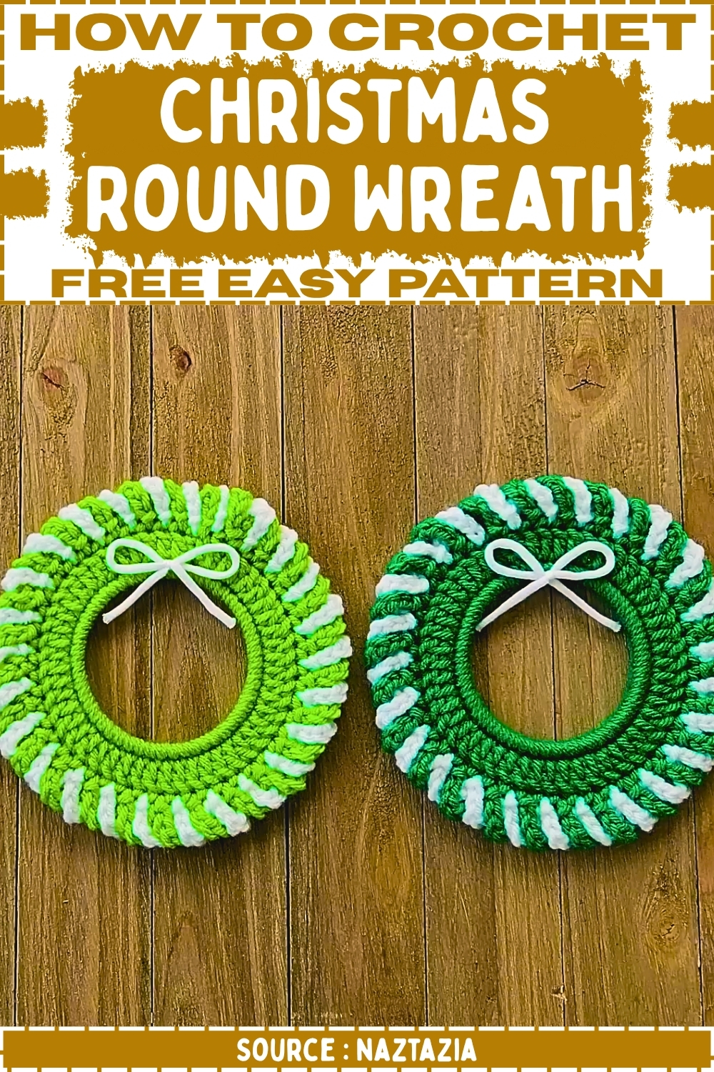Crochet Christmas Round Wreath Free Easy Pattern