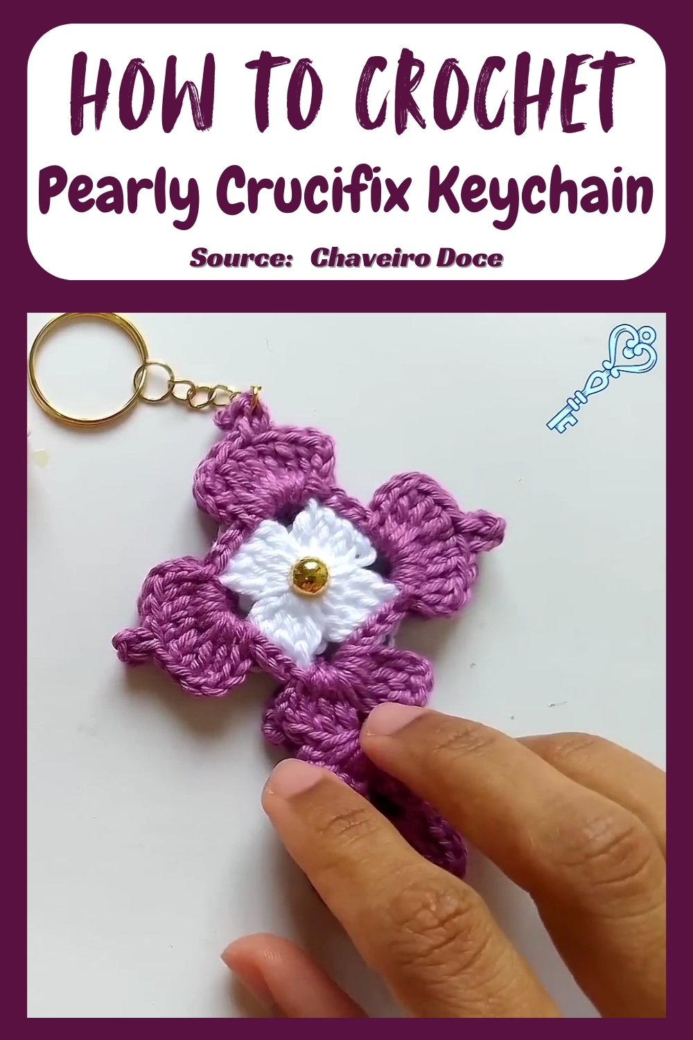 Unique Easy Crochet Crucifix Keychain