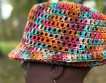 Crochet short brim fedora hat 4