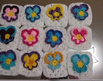 Crochet Pansy Granny Square 6