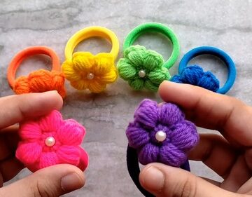 Crochet Flower Hair Ties 5