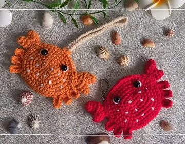 Crochet Crab Pouch bag pattern 8