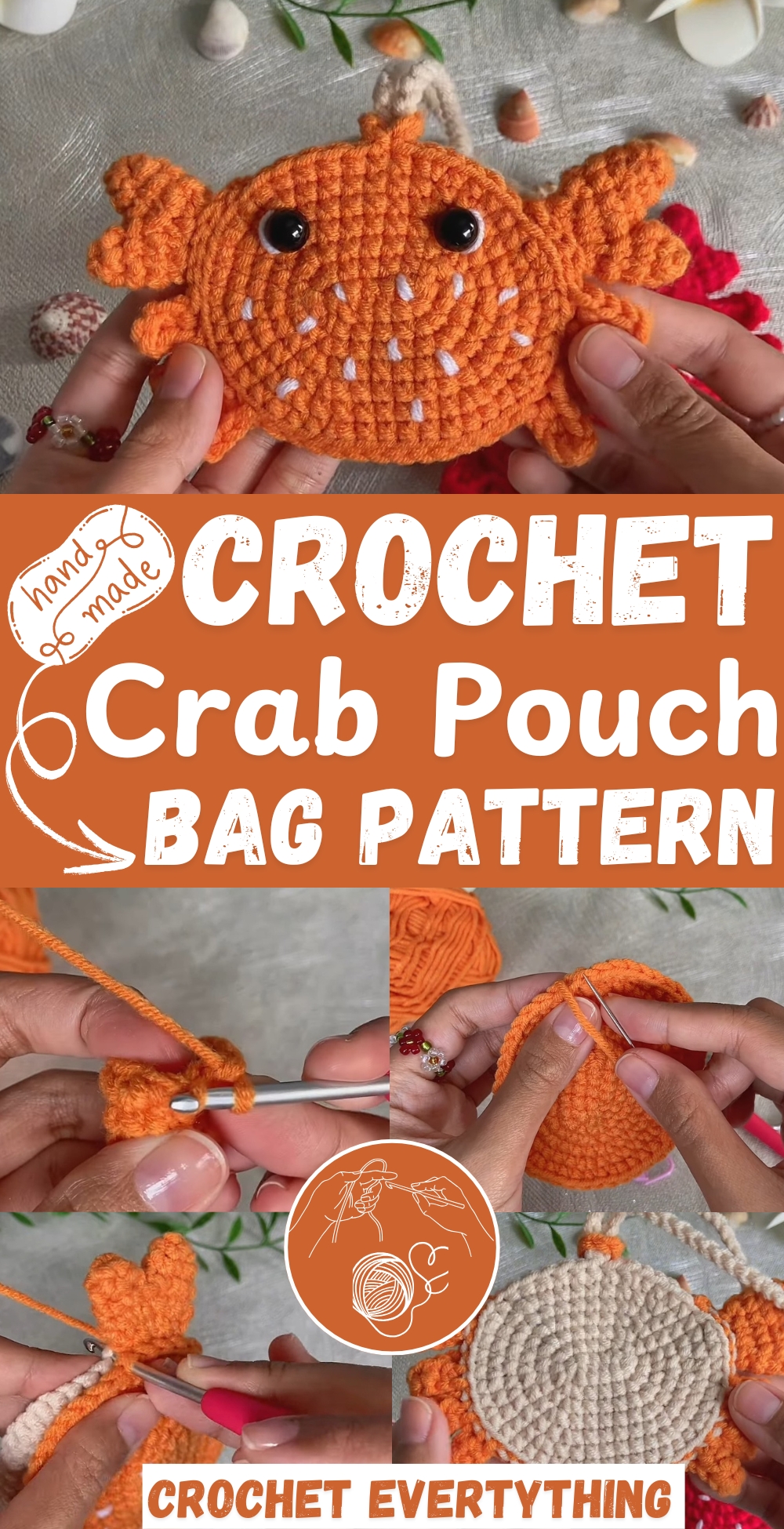 Crochet Crab Pouch bag pattern