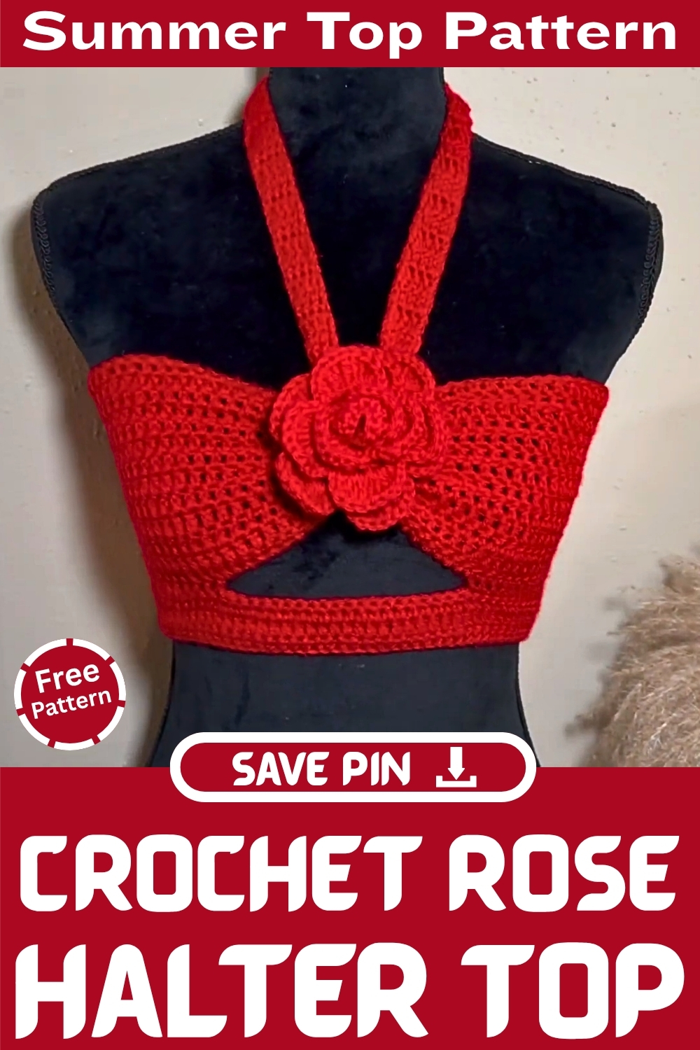 Crochet Rose Halter Top Summer Top Pattern easy