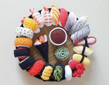Crochet Saury Nigiri Sushi Amigurumi 6
