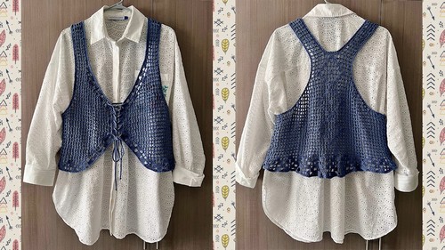Easy Crochet Mesh Vest pattern 5
