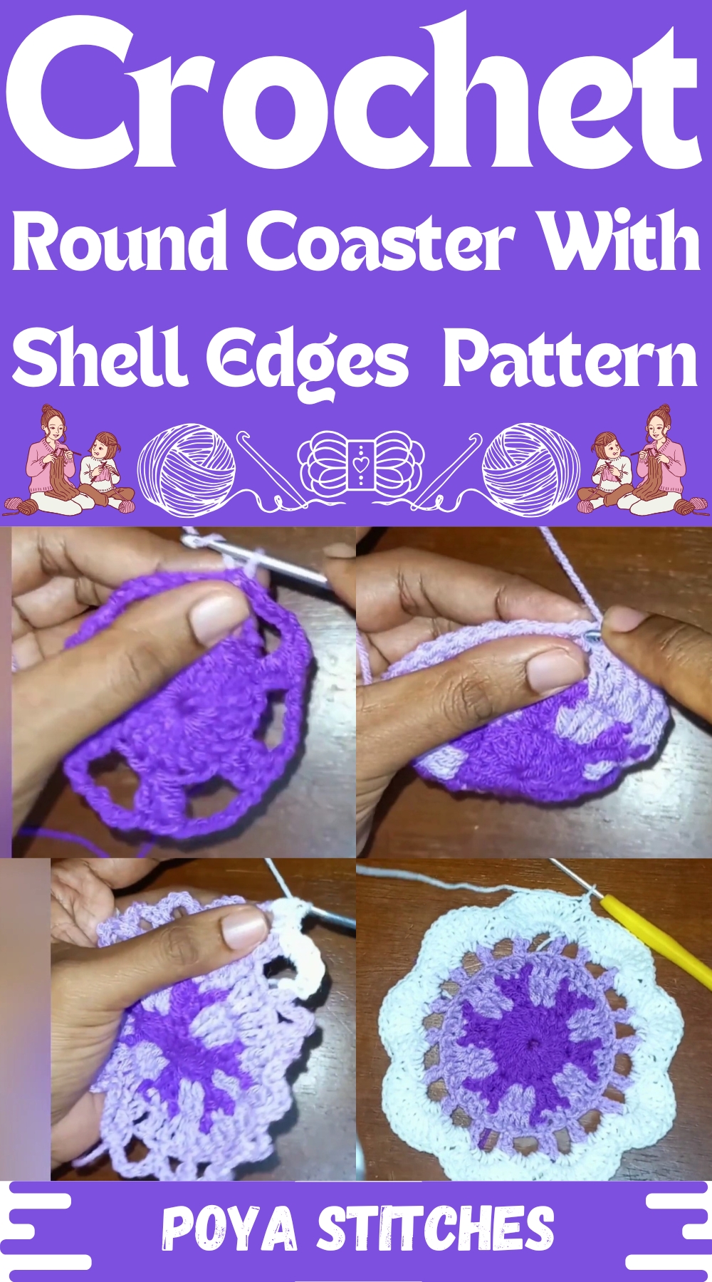 Crochet Round Coaster With Shell Edges Pattern