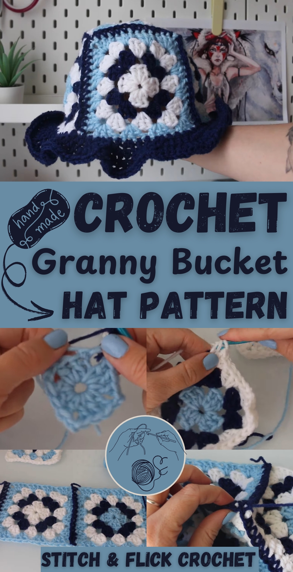 Easy Crochet Granny Bucket Hat pattern
