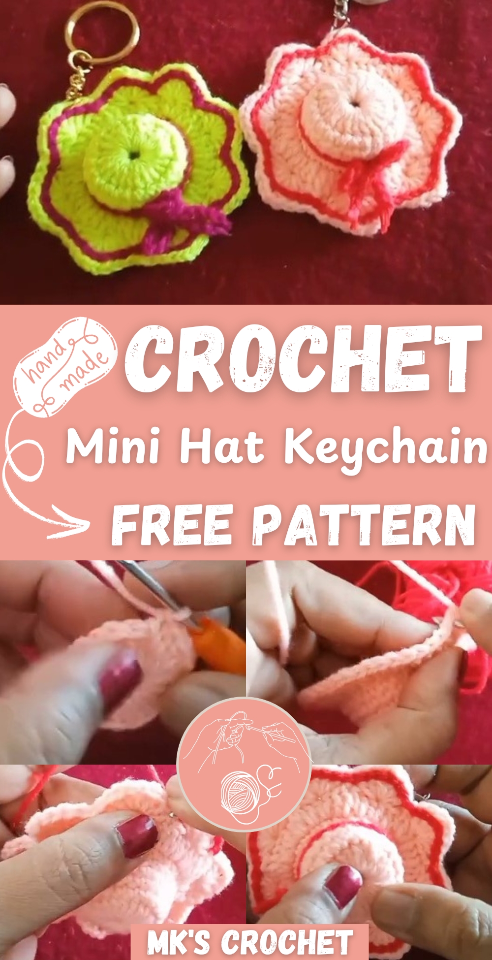 Easy Crochet Mini Hat Keychain pattern