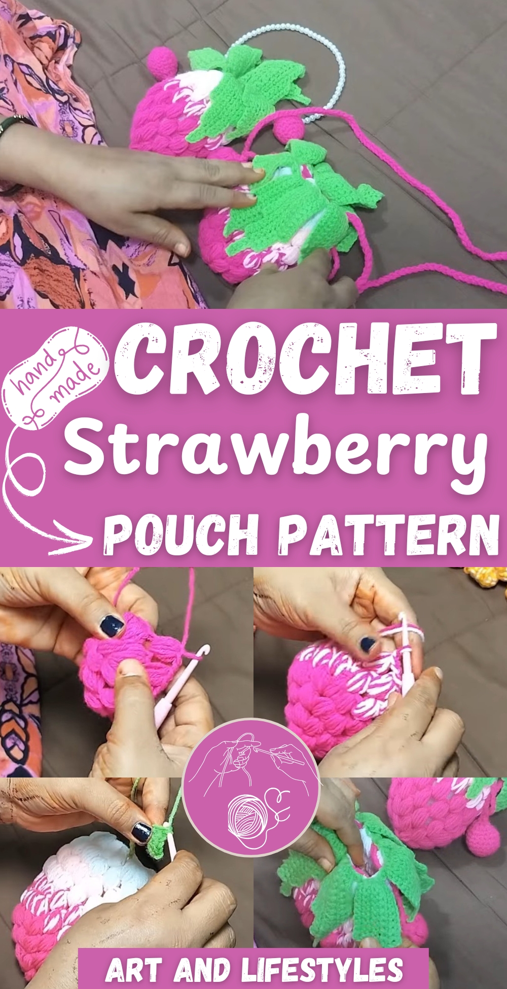 Easy Crochet Strawberry Pouch pattern