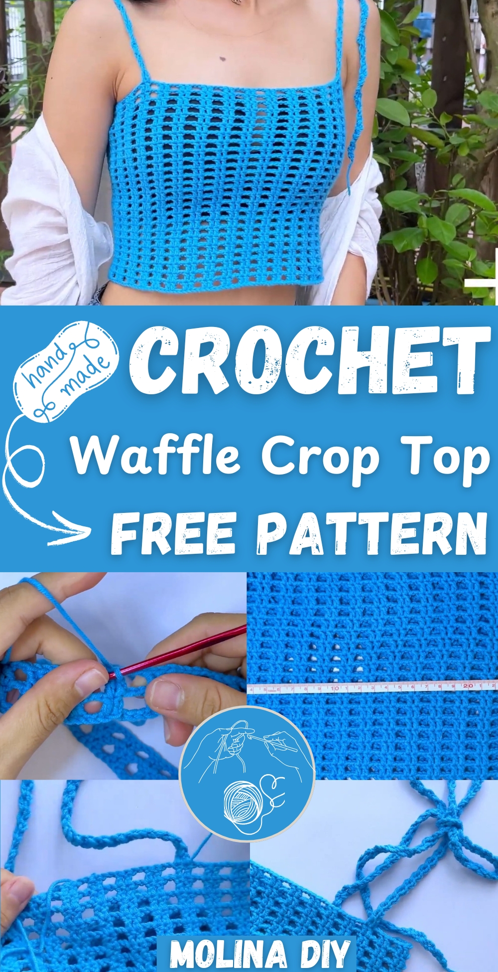 Easy Crochet Waffle Crop Top pattern