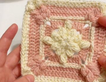 Crochet Puff Stitch Square Motif Pattern 4