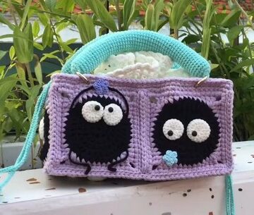 Easy Crochet Kawaii Soot Sprite Bag pattern 5