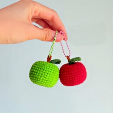Crochet Apple Keychain 5