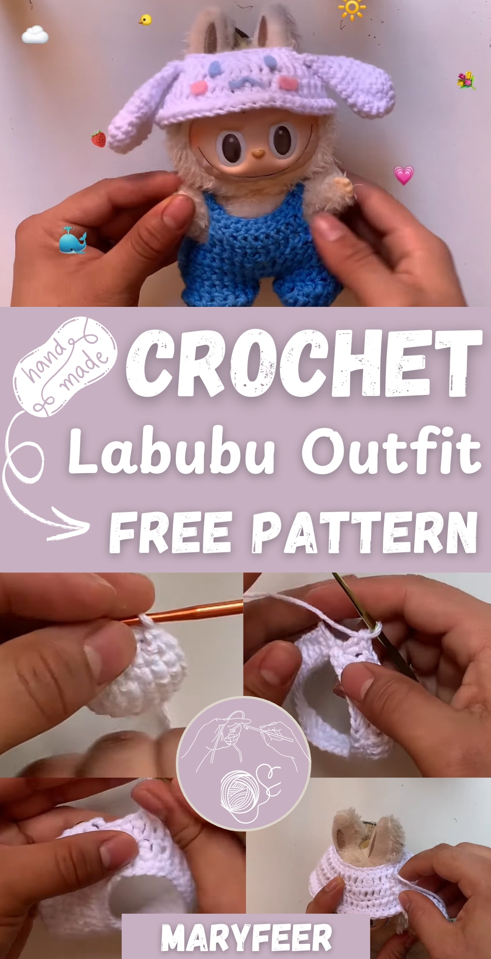 Crochet Cinnamoroll Labubu Outfit