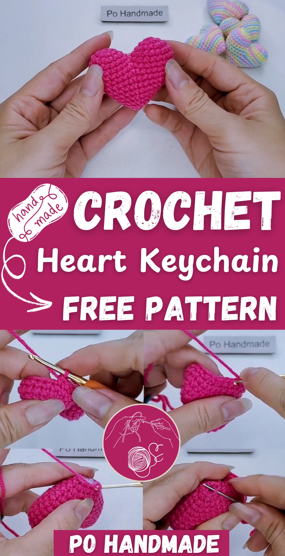 Crochet Heart Keychain