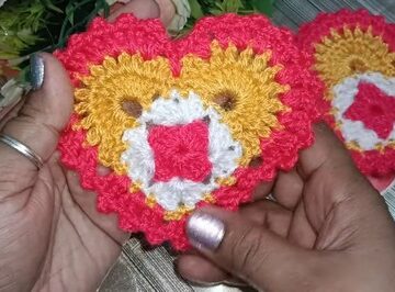 Easy Crochet Heart Square Free Pattern 5