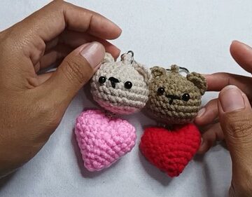 Crochet Heart Bear Keychain 5
