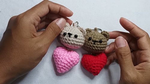 Crochet Heart Bear Keychain 5