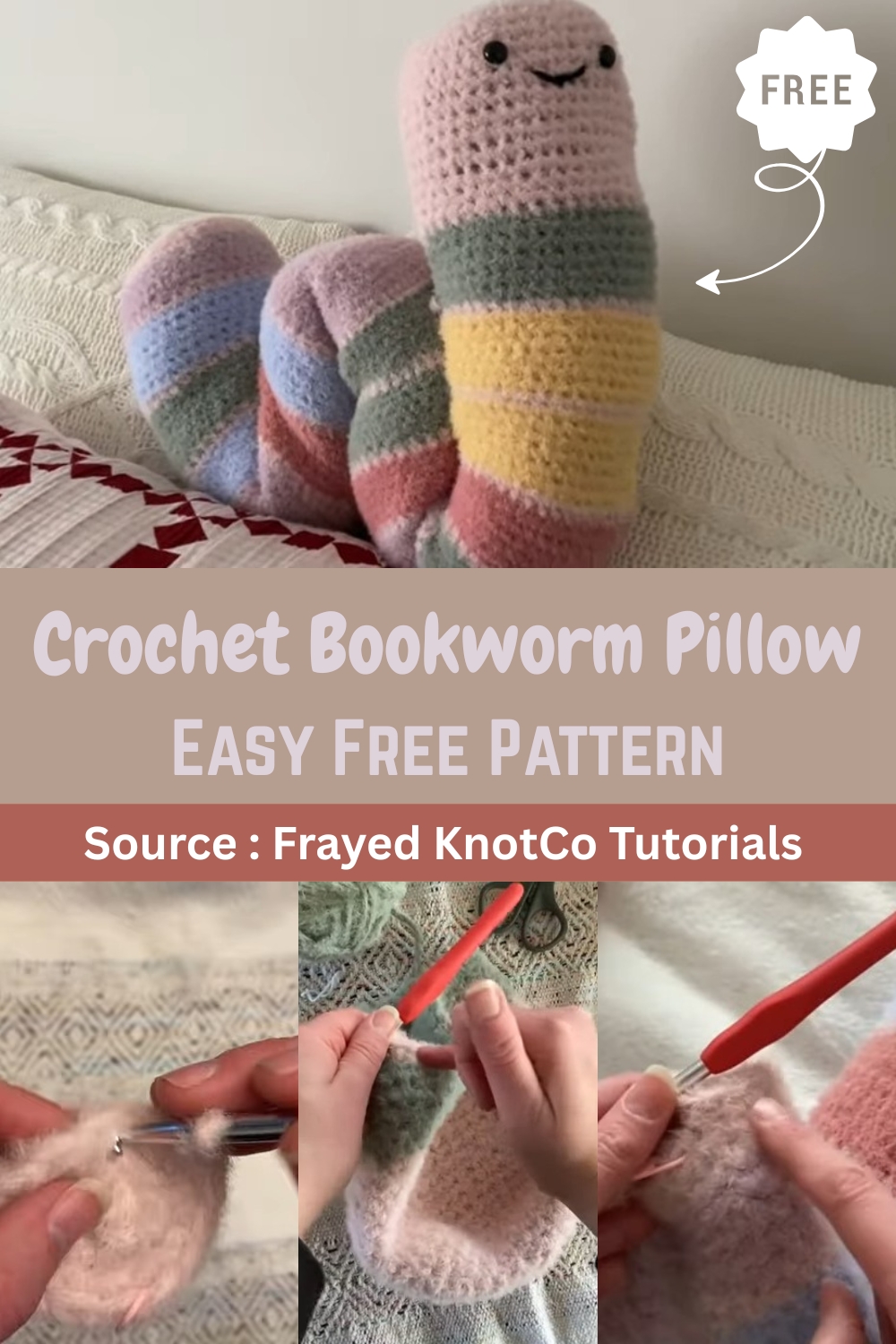Crochet Bookworm Pillow
