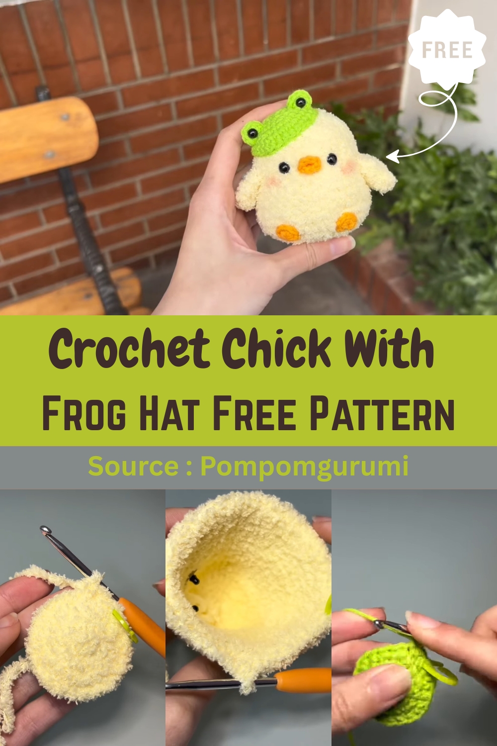 Crochet Chick With Frog Hat