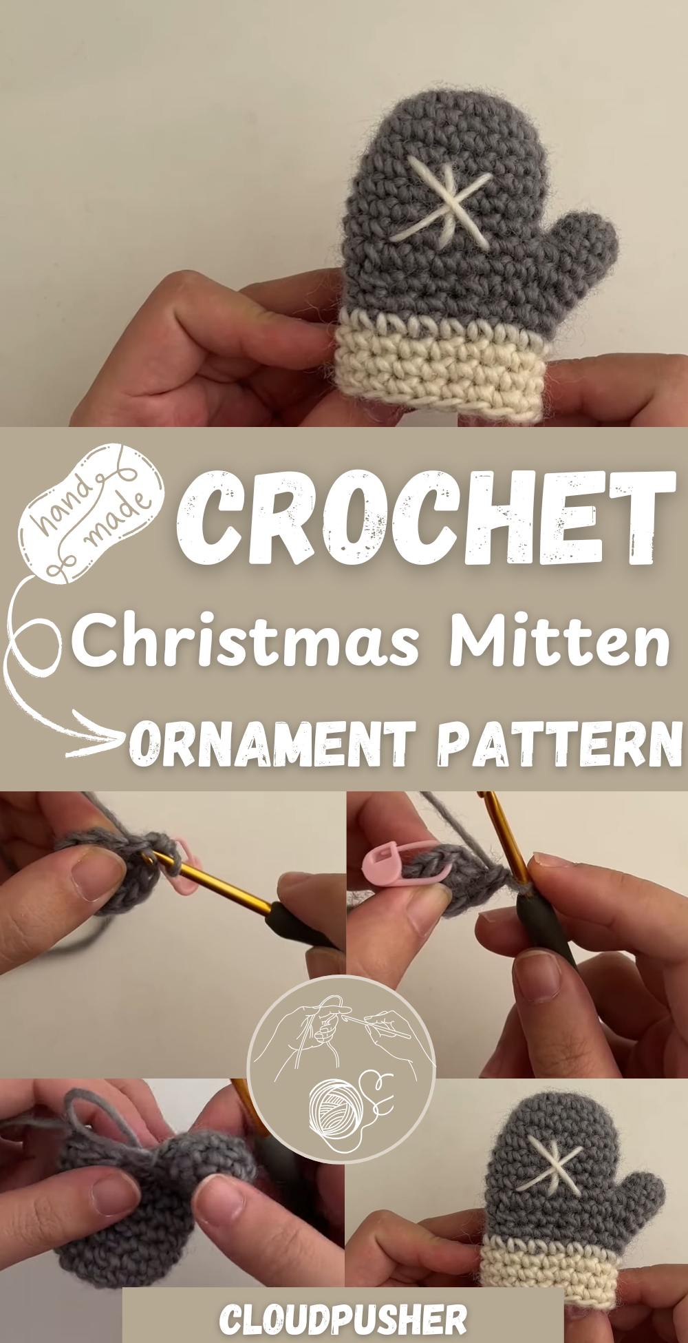 Crochet Christmas Mitten Ornament