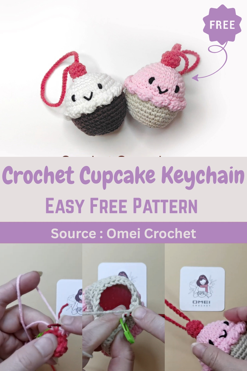 Crochet Cupcake Keychain