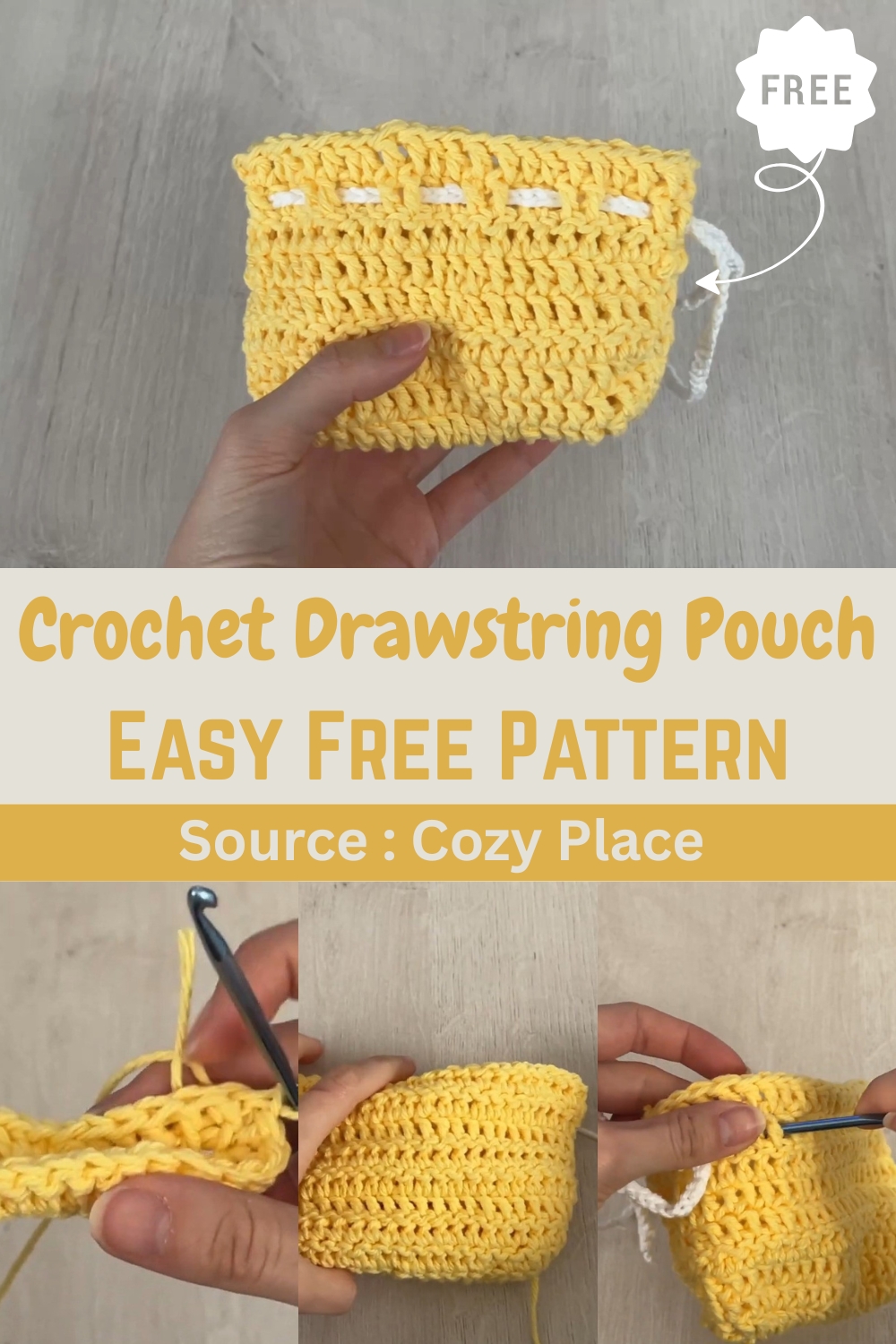 Crochet Drawstring Pouch pattern