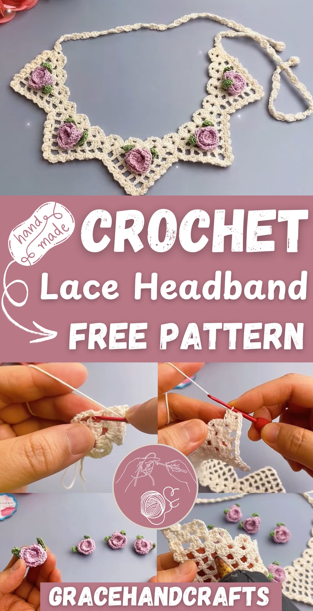 Crochet Floral Lace Headband