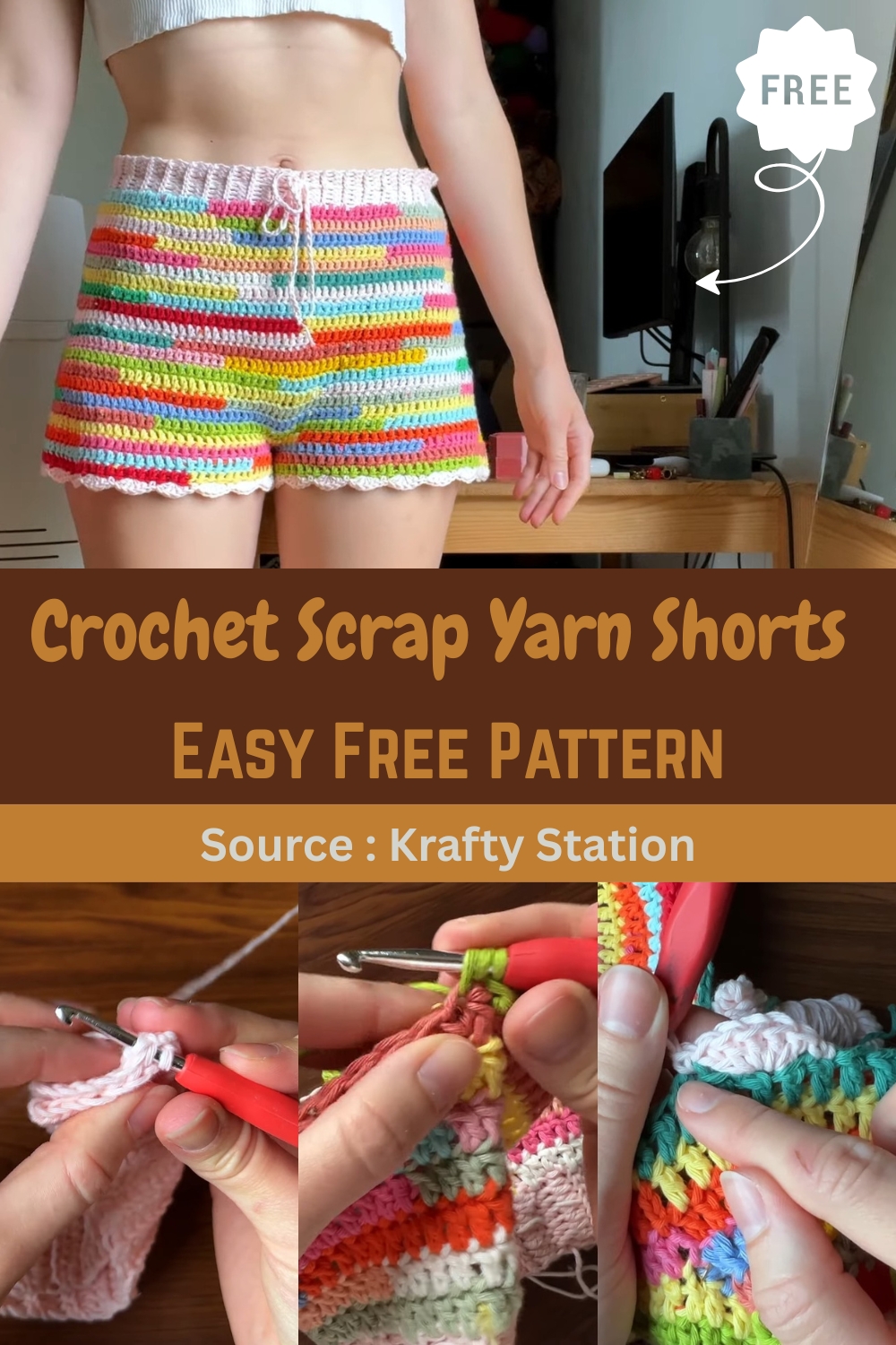 Crochet Scrap Yarn Shorts
