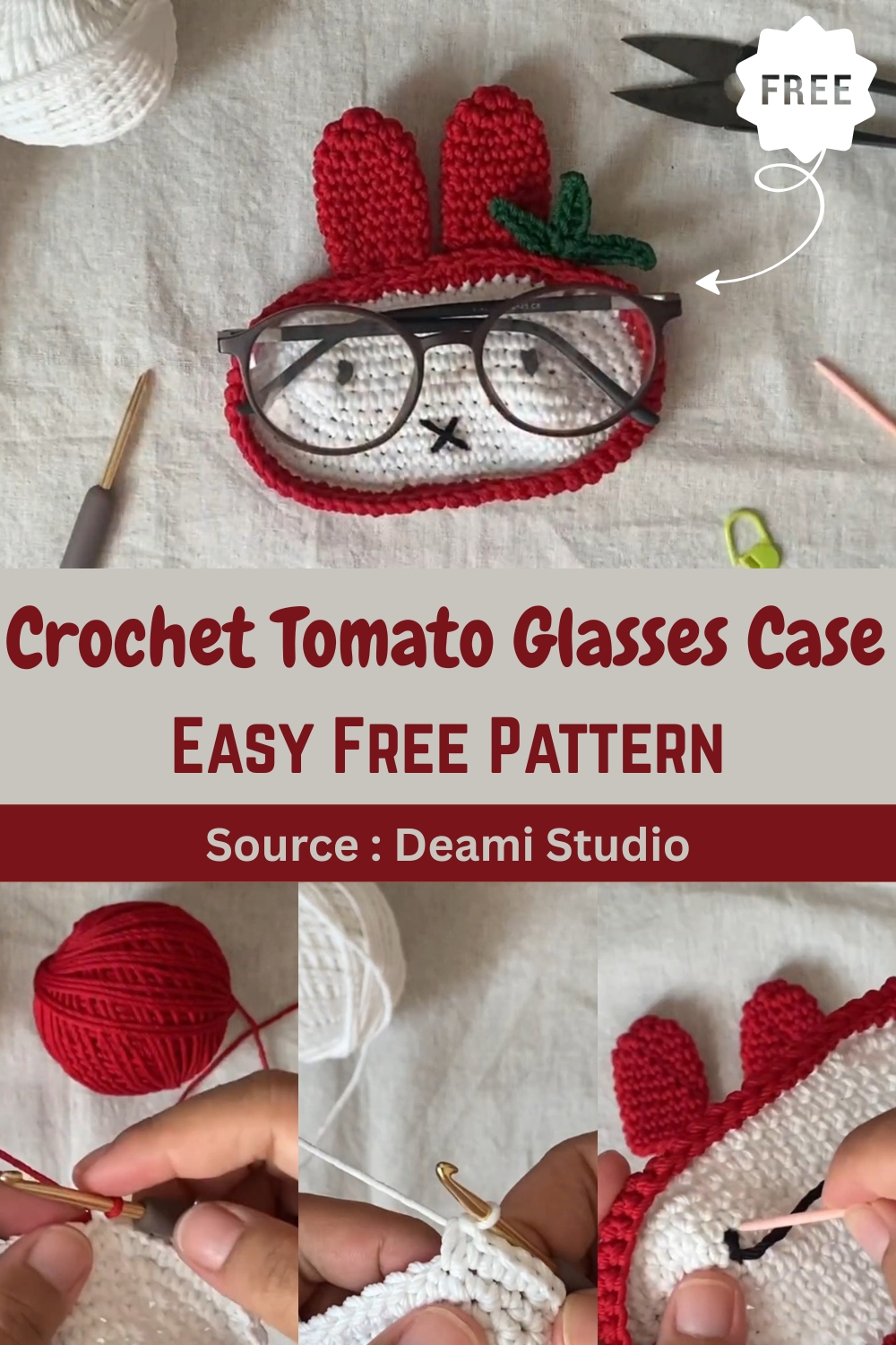 Crochet Tomato Glasses Case