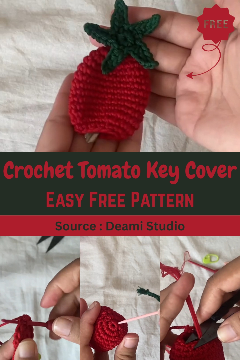 Crochet Tomato Key Cover