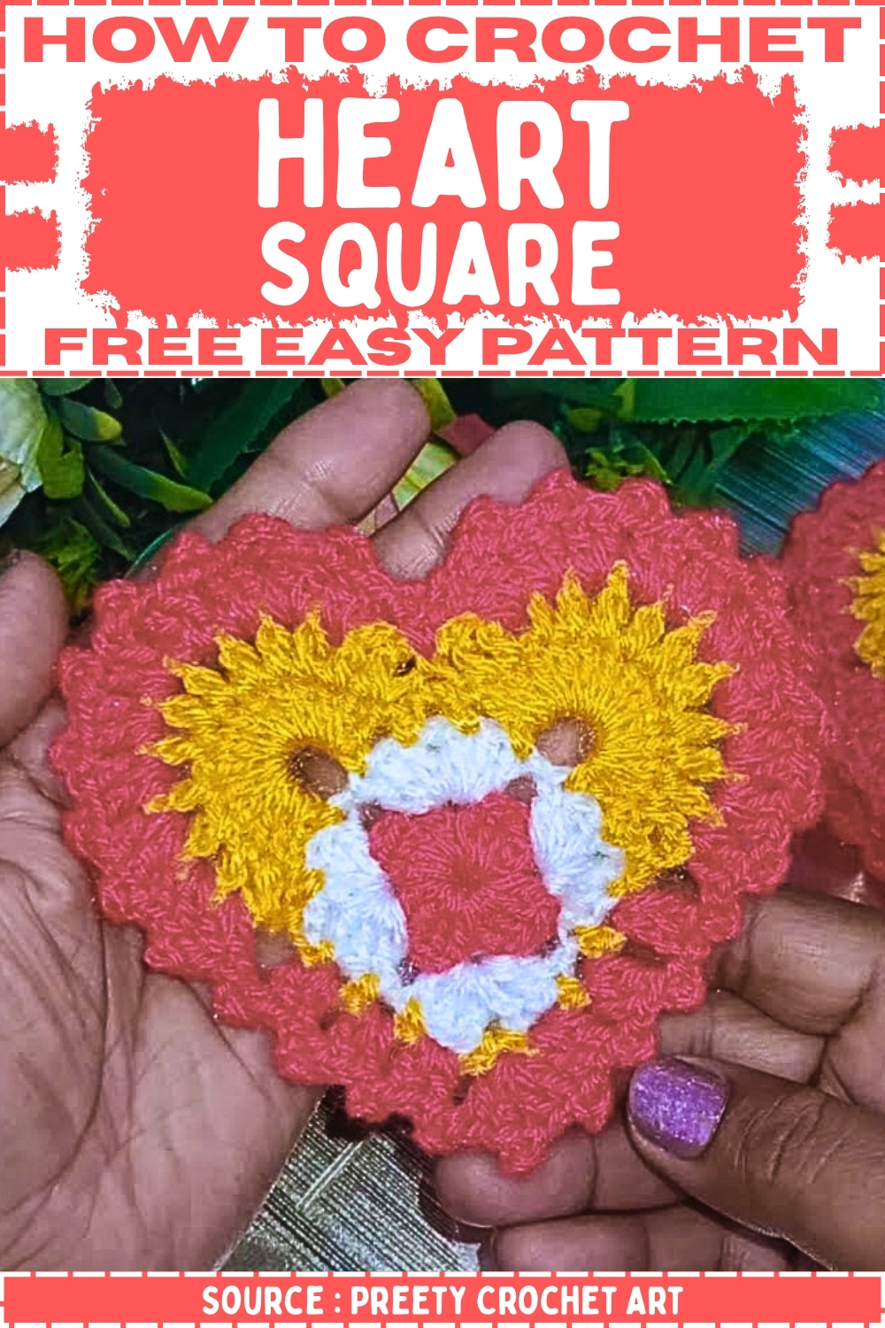 Easy Crochet Heart Square Free Pattern