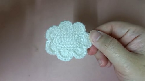 Crochet Scarf With Pom Poms & Snowflakes 2