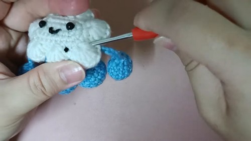 Crochet Scarf With Pom Poms & Snowflakes 5