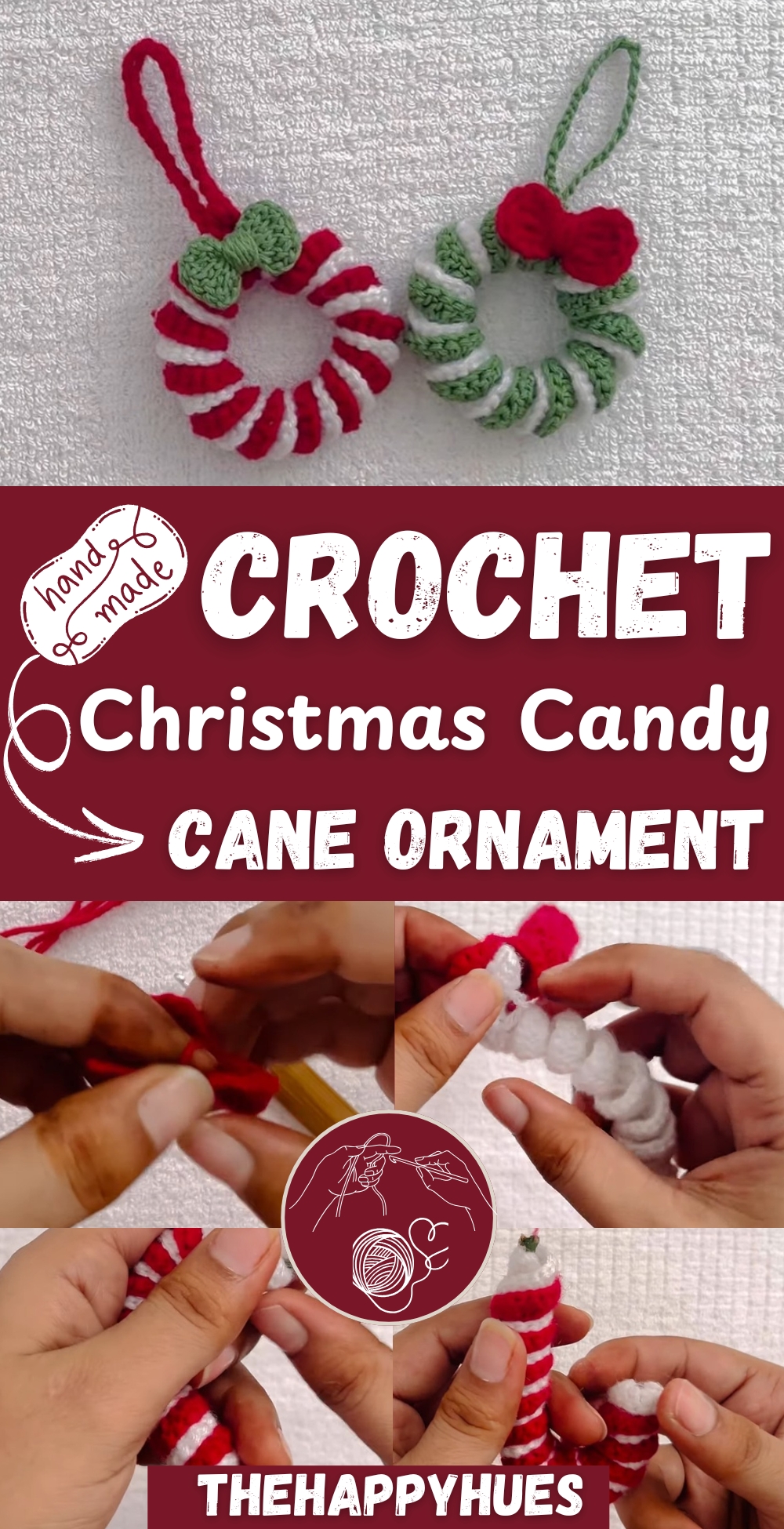 Crochet Christmas Candy Cane Ornament