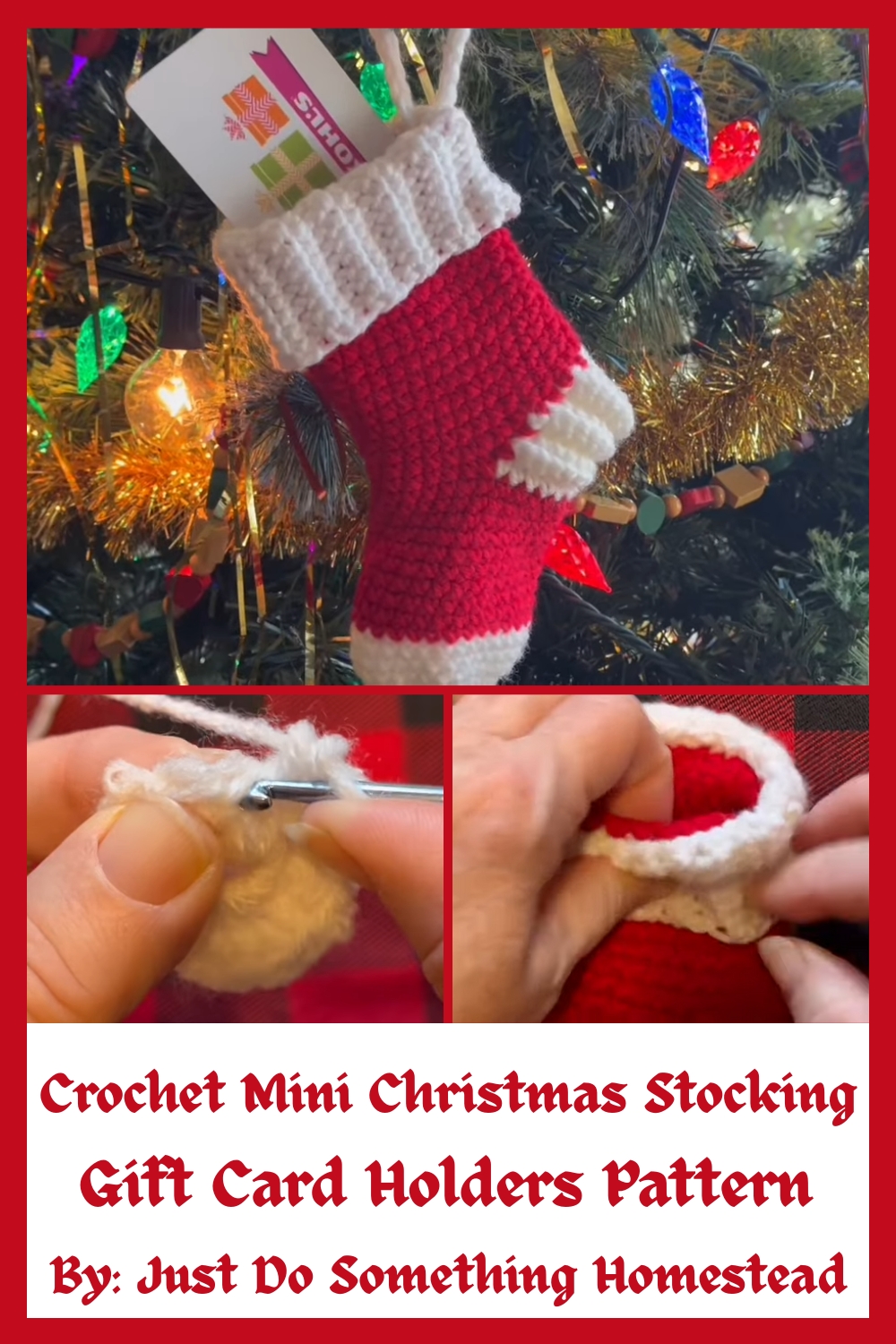 Crochet Mini Christmas Stocking Gift Card Holders Pattern