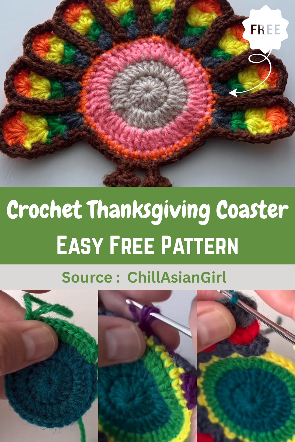Crochet Thanksgiving Coaster