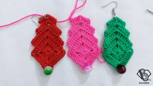 Cute Single Color Crochet Christmas Earrings 5