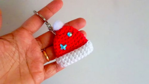 Unique Easy Crochet Santa Hat Keychain 5