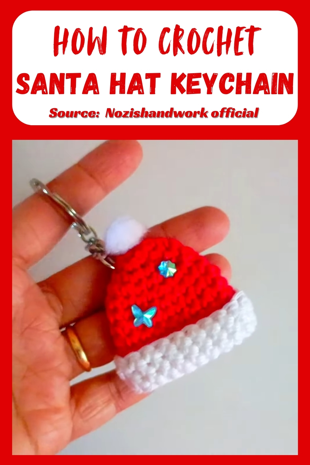Unique Easy Crochet Santa Hat Keychain