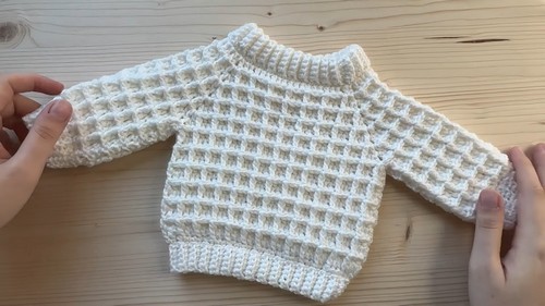 Crochet Baby Waffle Sweater 4
