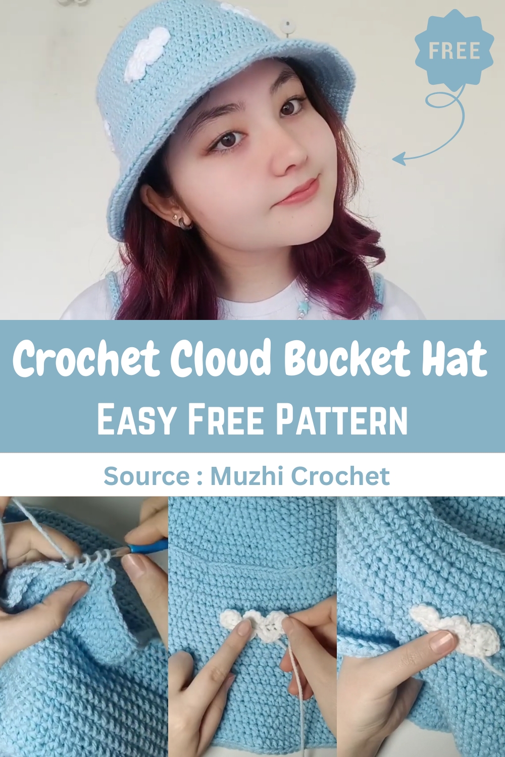 Crochet Cloud Bucket Hat