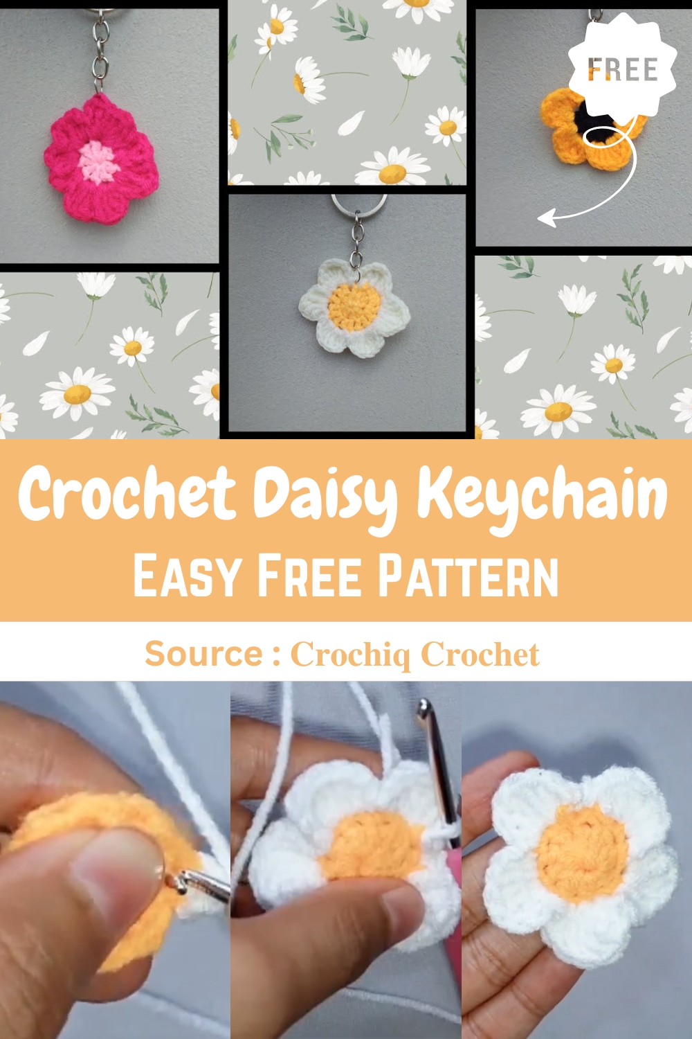 Crochet Daisy Keychain