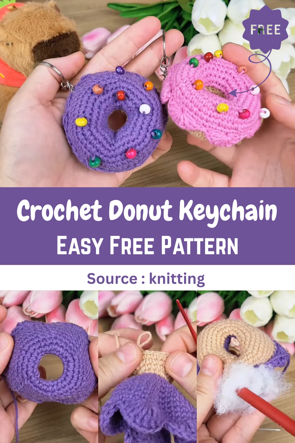 Crochet Donut Keychain