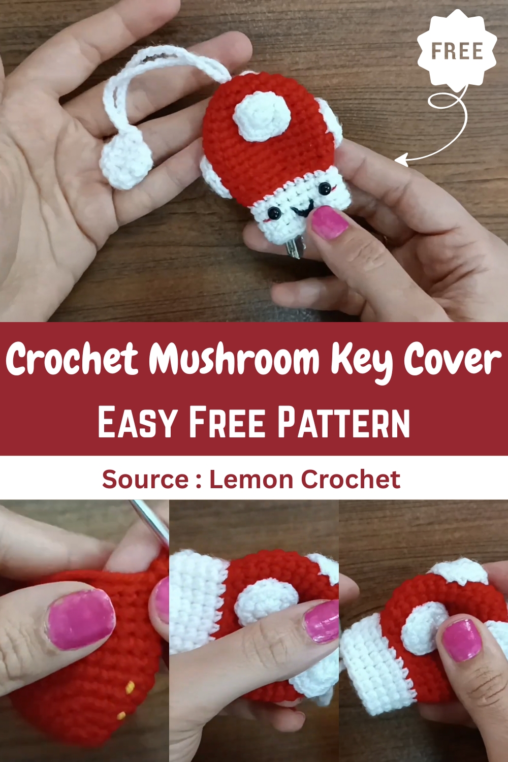 Crochet Mushroom Key Cover