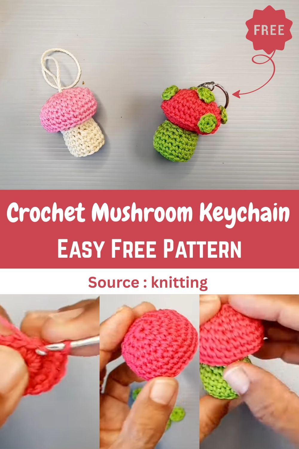 Crochet Mushroom Keychain (1)